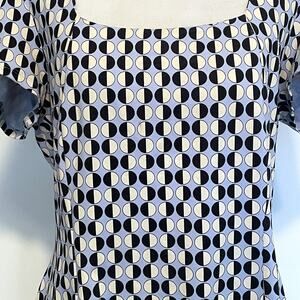 J. McLaughlin Geometric Top Womens Large Light Blue Catalina Cloth Square Neck